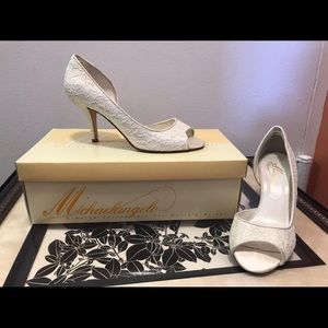 White open toed kitten heel